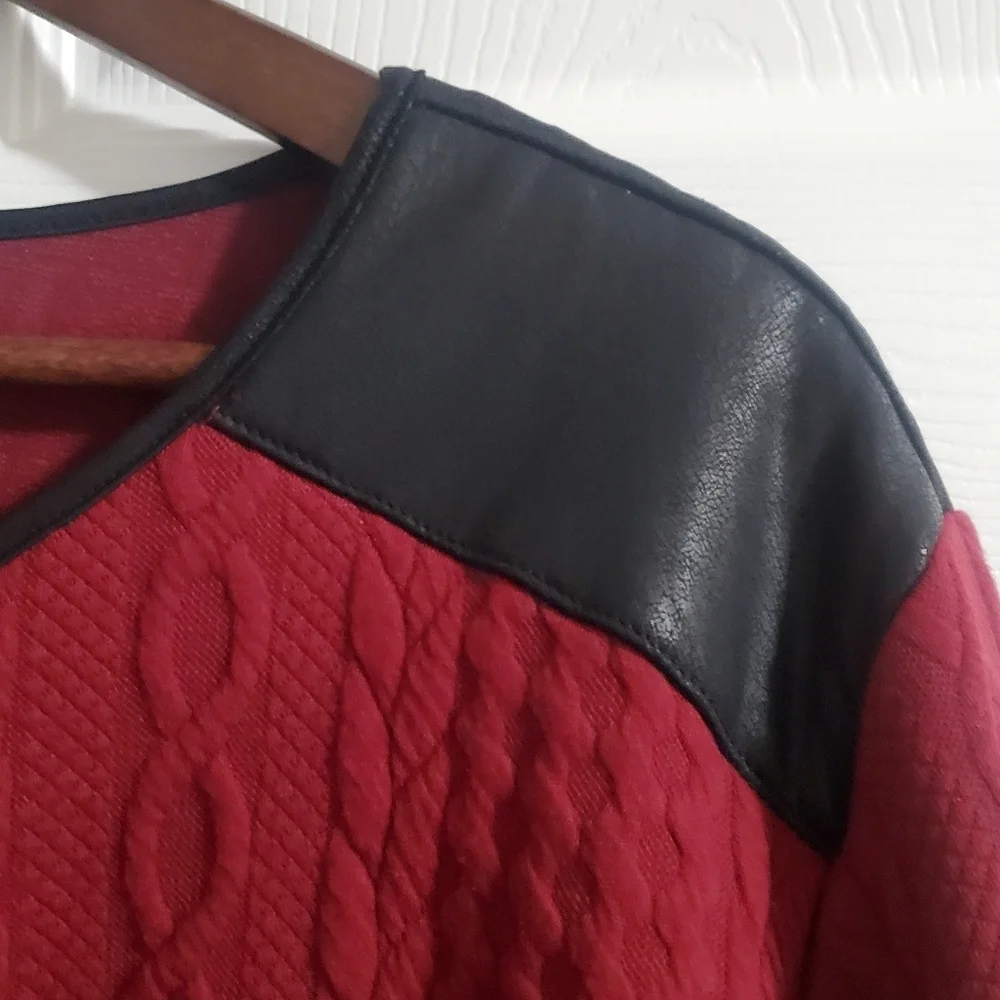 Tantrums 2X Wine Purple Zip Up Jacket. Faux Leather . Knit